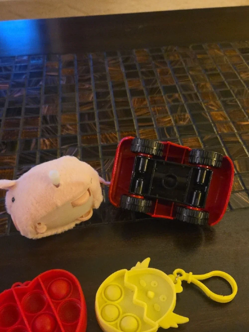 Red Lightning McQueen Duplo Lego Toy Car And Wind Up Pig With Fidgets Bundle